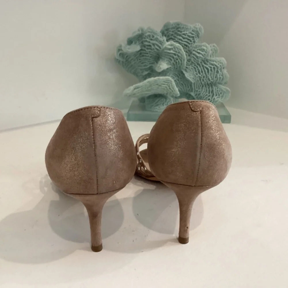 Jimmy Choo Suede Crystal Embellishment Slides Heels Sandals Shoes 37 7